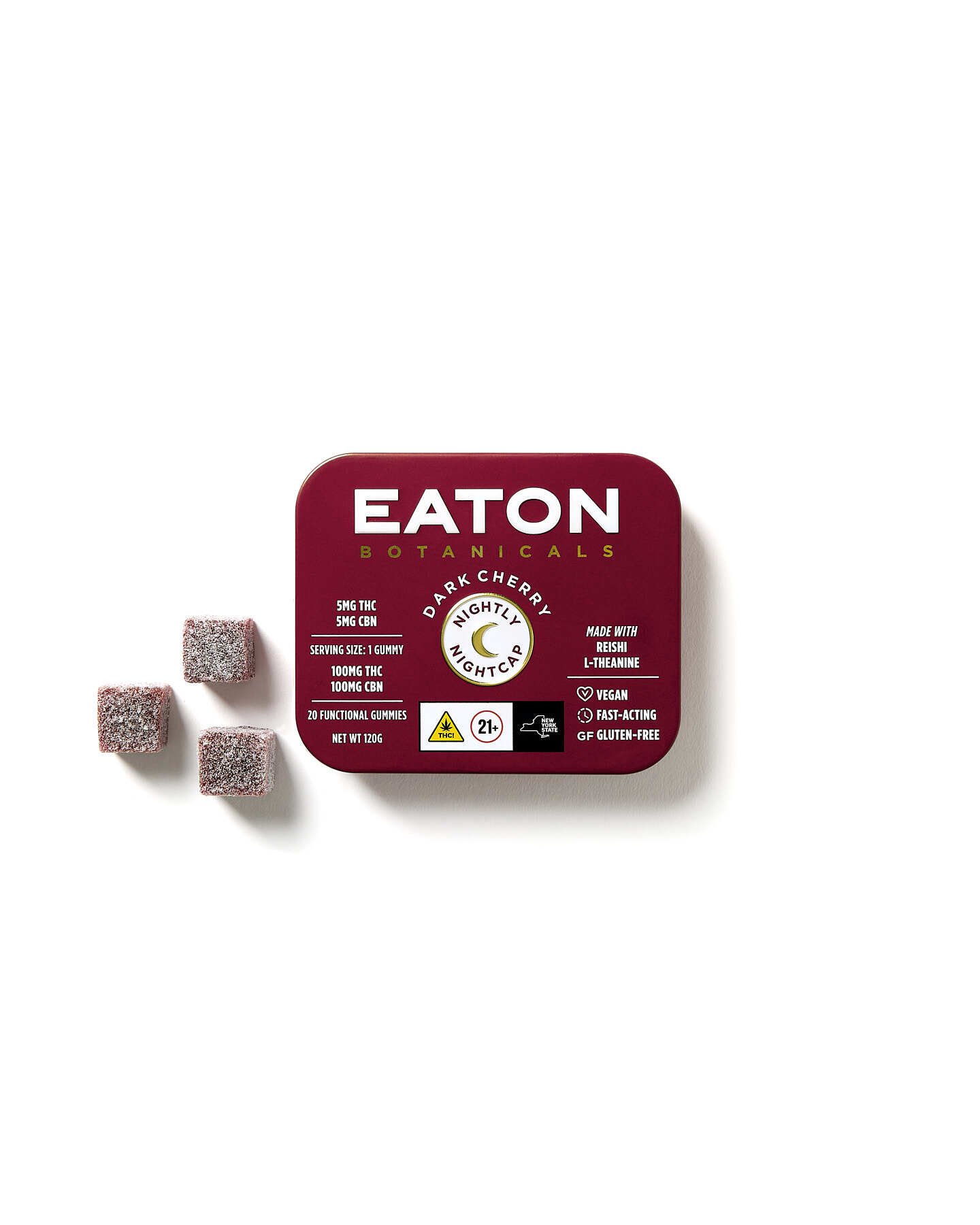 Eaton Botanicals - Dark Cherry - overhead face w_ gummy