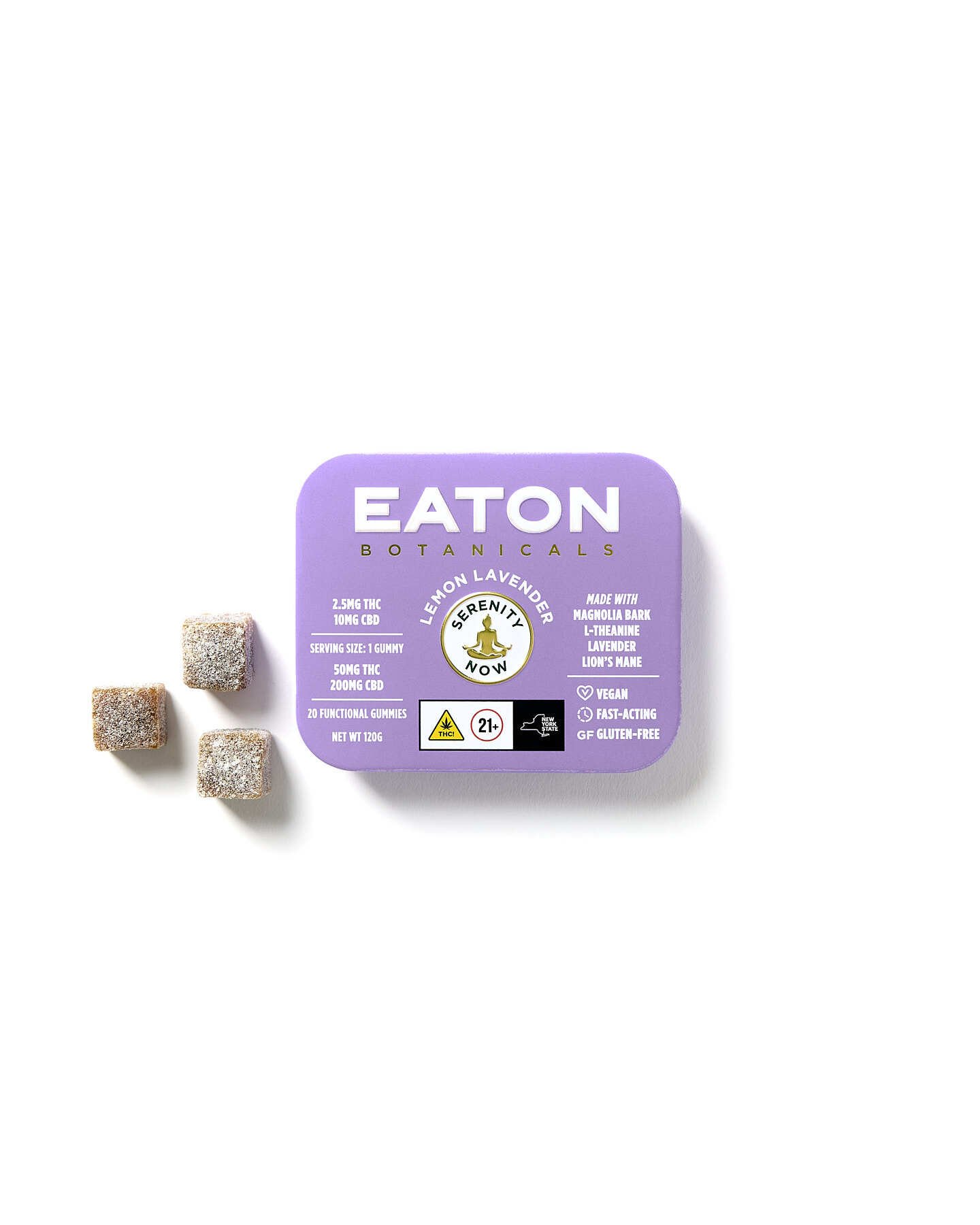 Eaton Botanicals - Lemon Lavender - overhead face w_ gummy