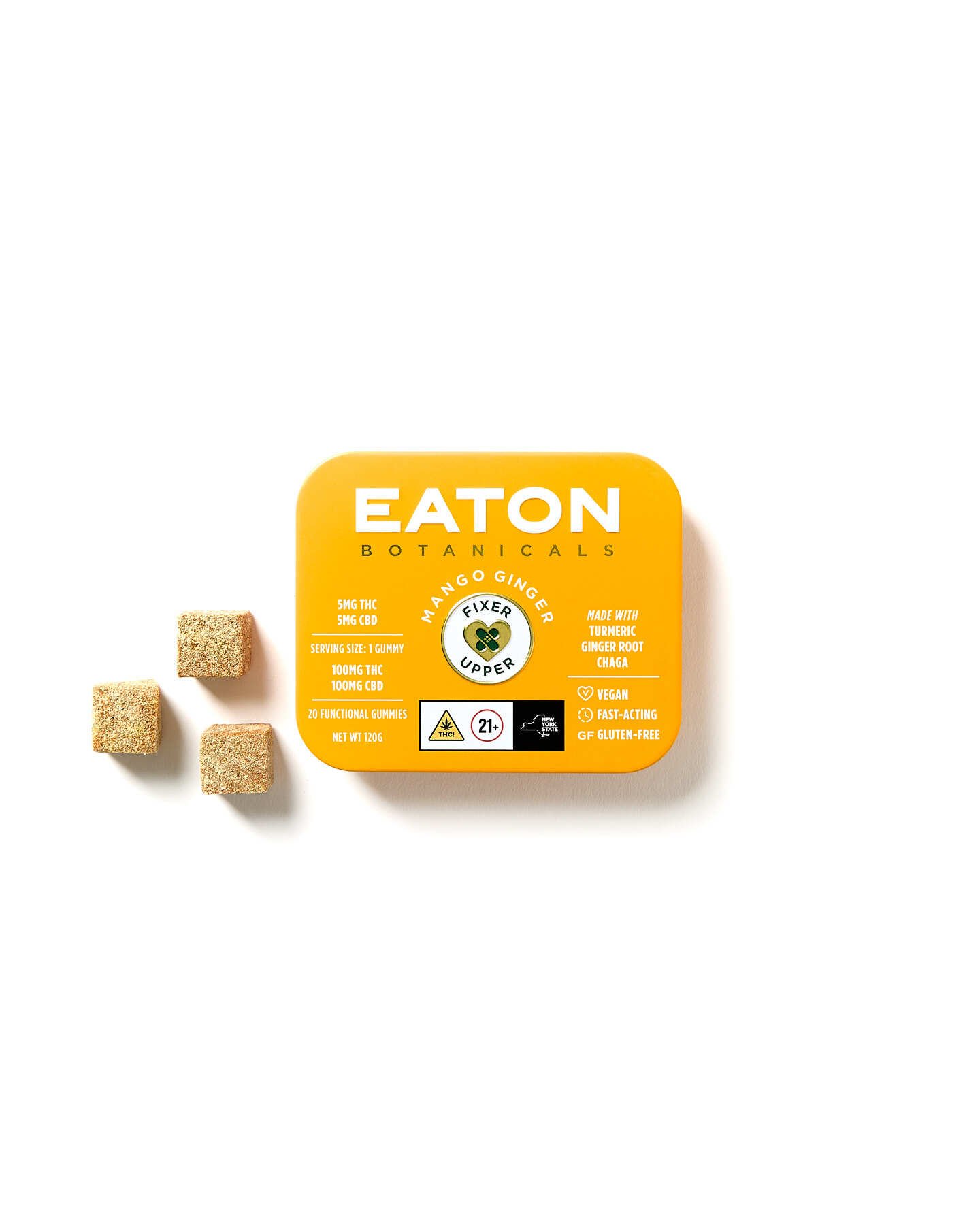 Eaton Botanicals - Mango Ginger - overhead face w_ gummy
