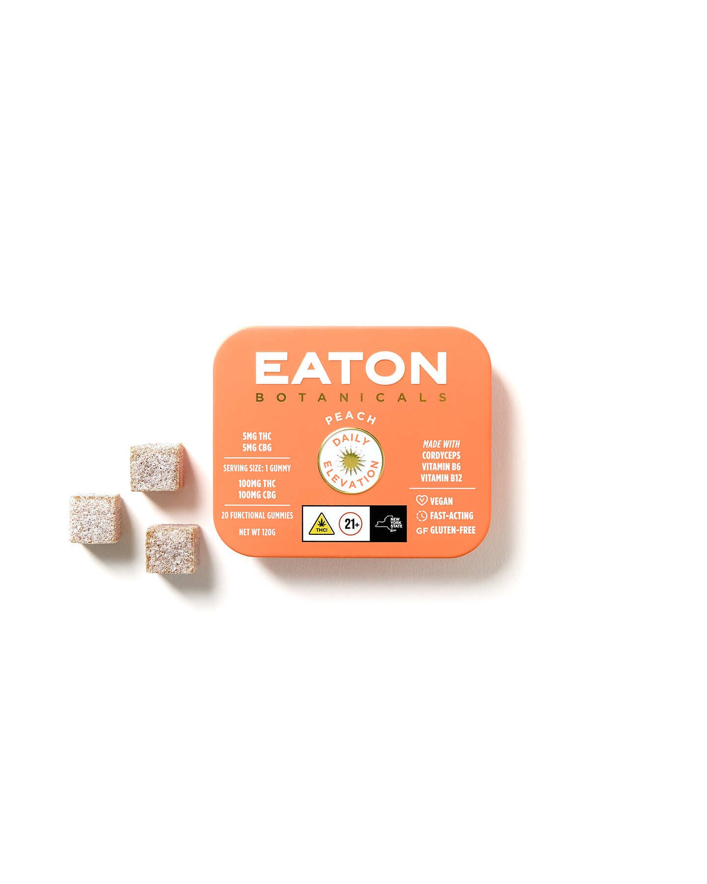 Eaton Botanicals - Peach - overhead face w_ gummy